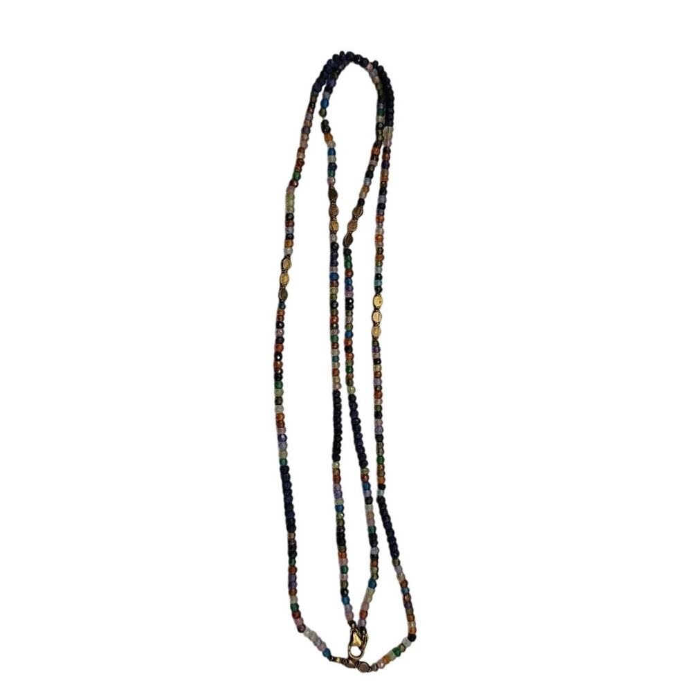 Vintage , multi-colored beads strung together Oval Shaped Bronze Beads 34"